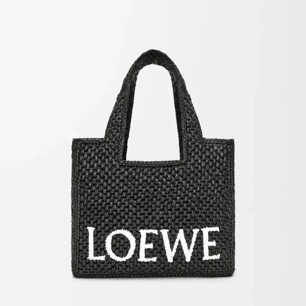 LOEWE - Petit Font Tote en raphia Noir