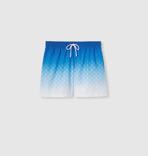 Technical poplin swim shorts with a print