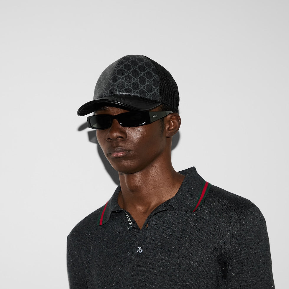 GG MONOGRAM CANVAS BASEBALL CAP Black