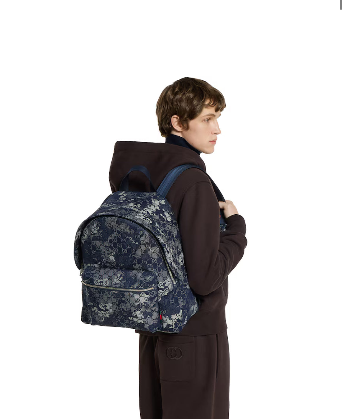 Large GG denim backpack