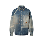 Bleached-effect denim long-sleeved shirt