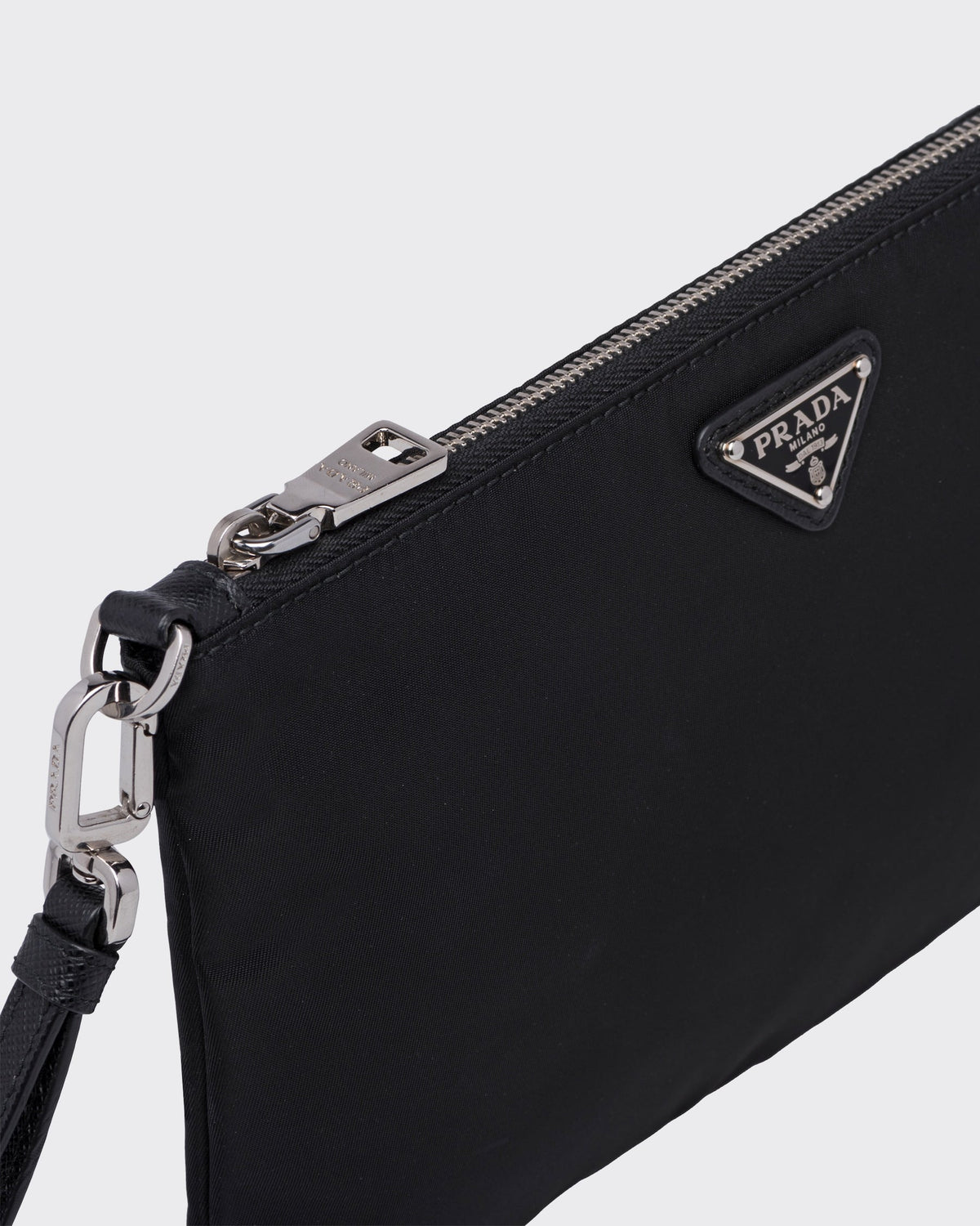 Re-Nylon and Saffiano leather pouch