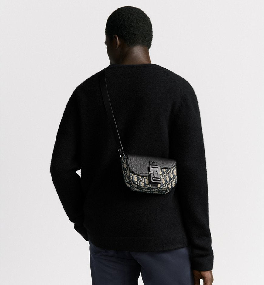Dior Mini sac Messenger à rabat Saddle Noir et Beige