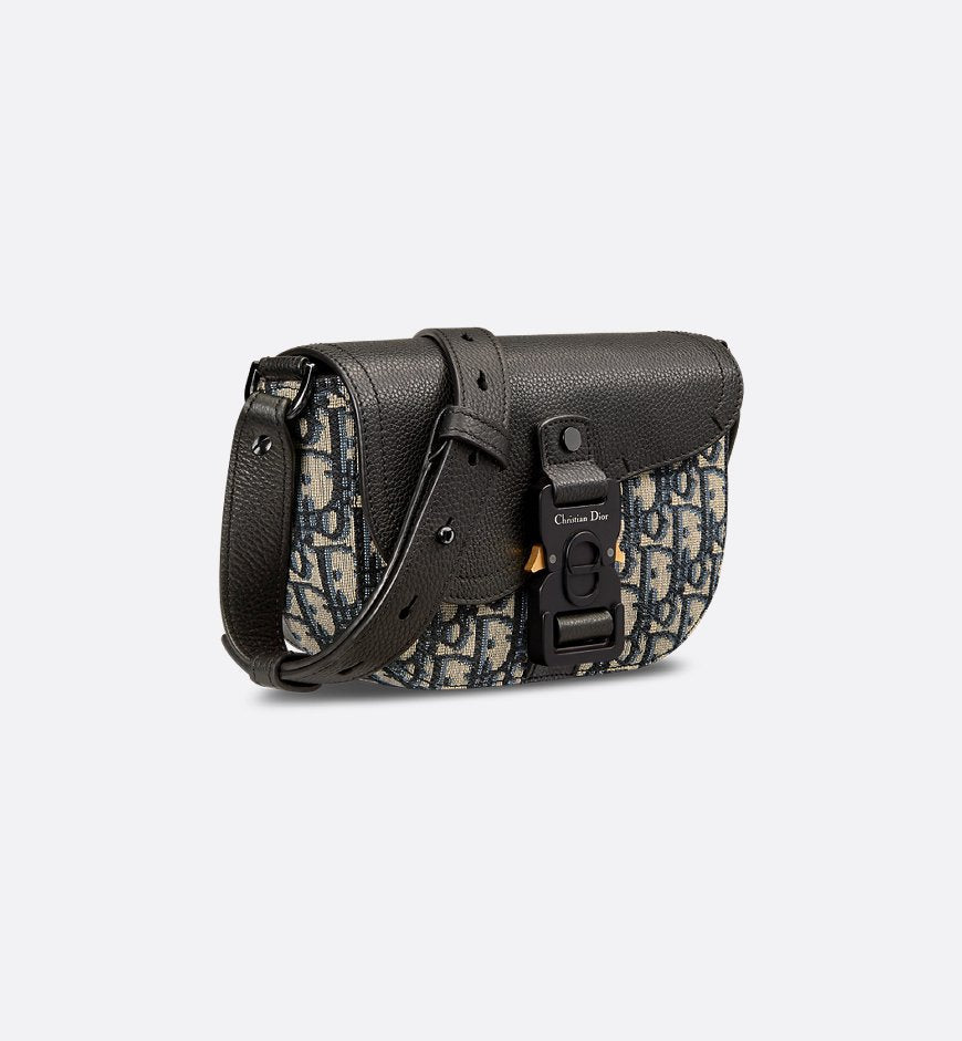 Dior Mini sac Messenger à rabat Saddle Noir et Beige