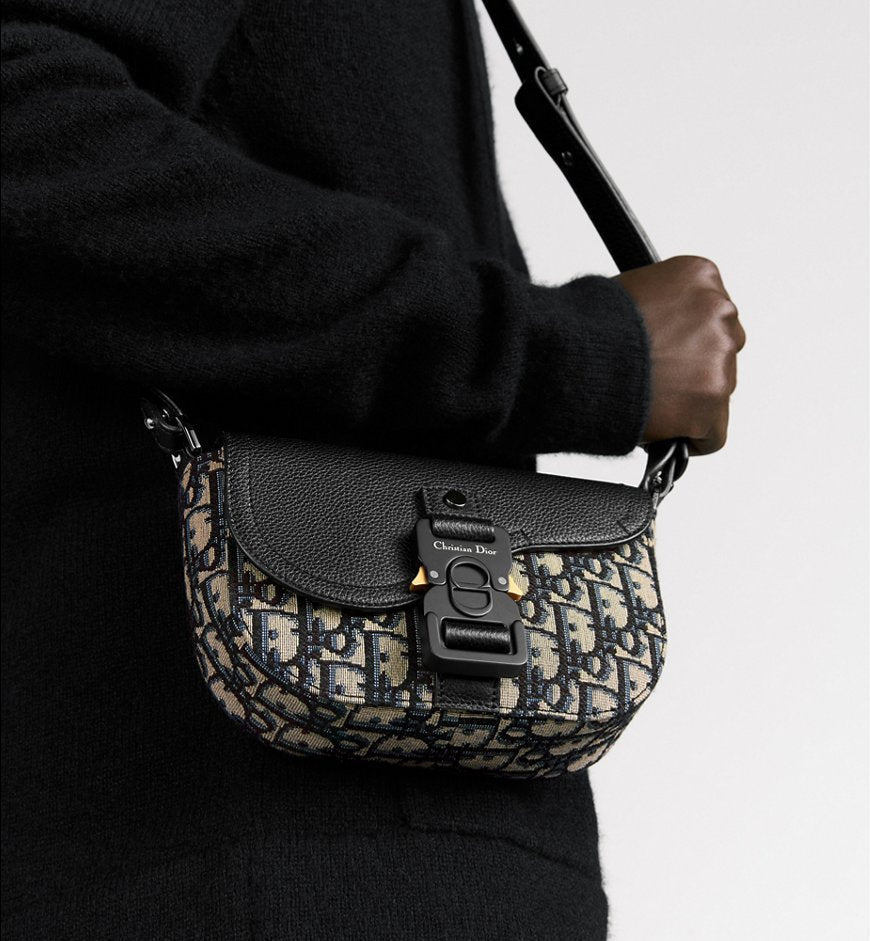 Dior Mini sac Messenger à rabat Saddle Noir et Beige
