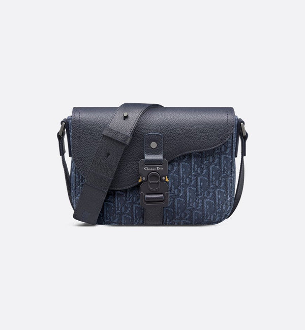 Dior Sac Messenger à rabat Saddle Small bleu marine