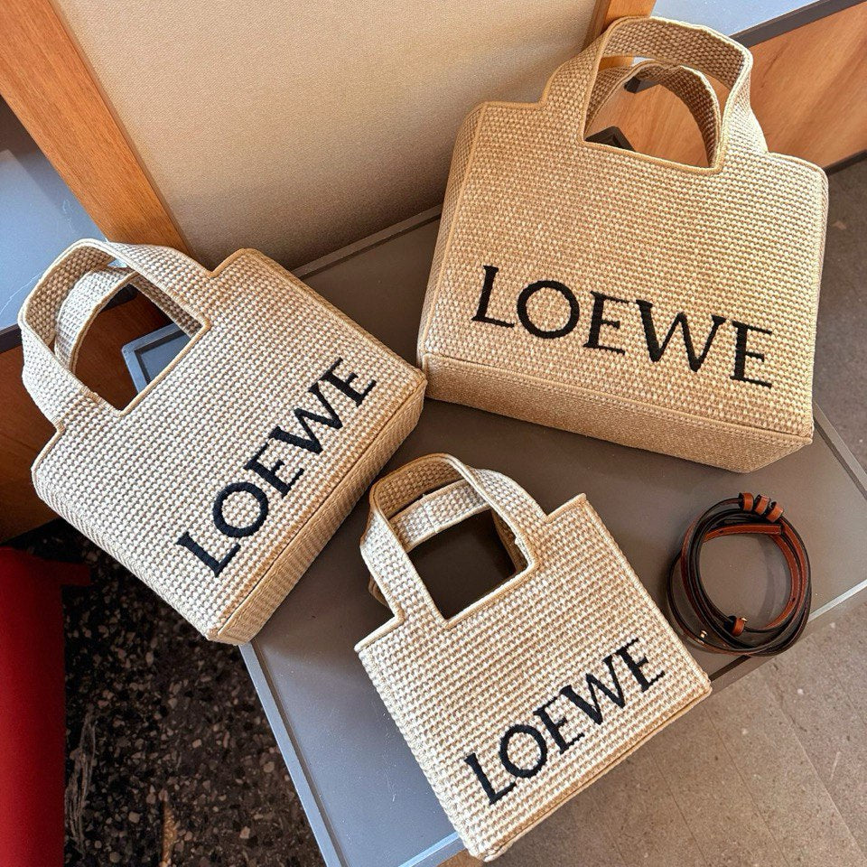 LOEWE - Raffia Font Tote Small