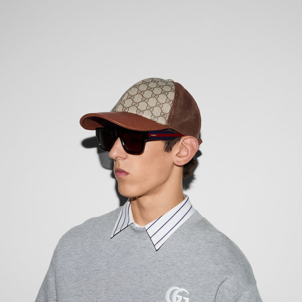 GG MONOGRAM CANVAS BASEBALL HAT brown