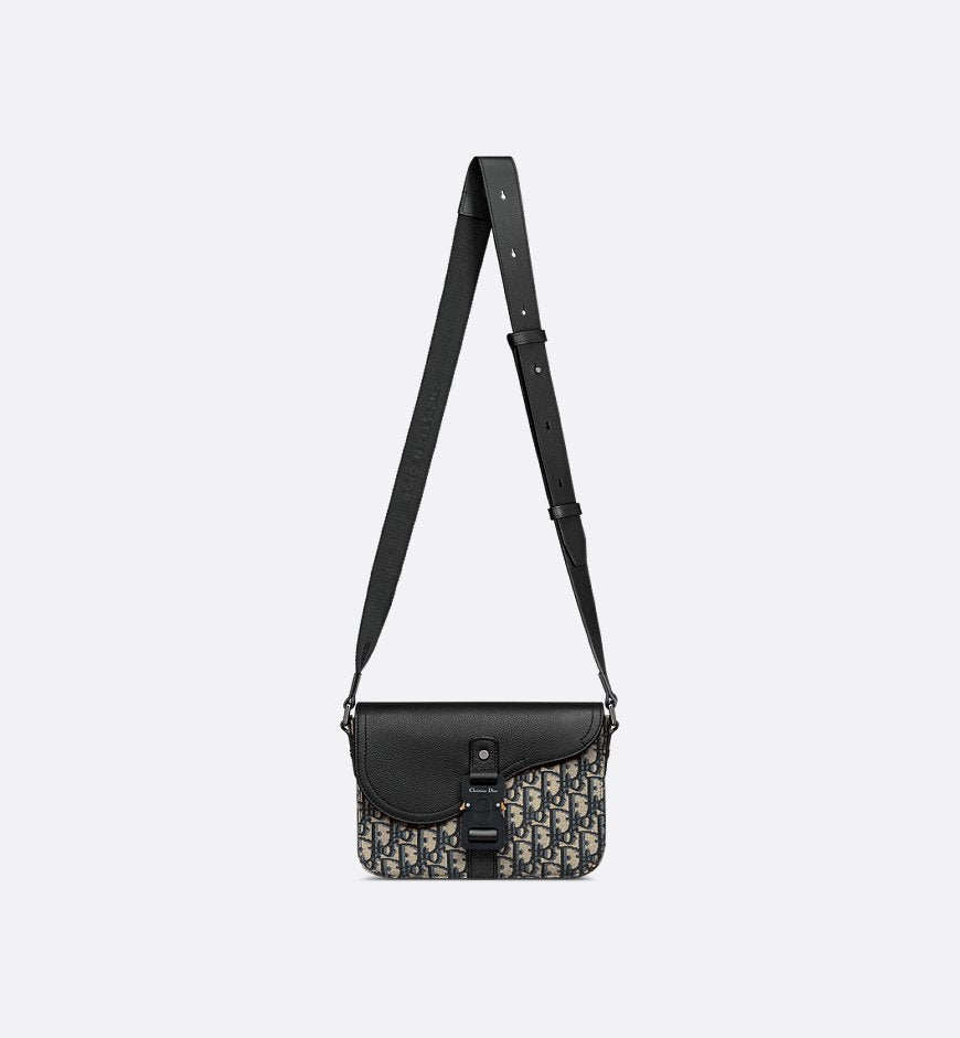 Dior Sac Messenger à rabat Saddle Small Noir et Beige