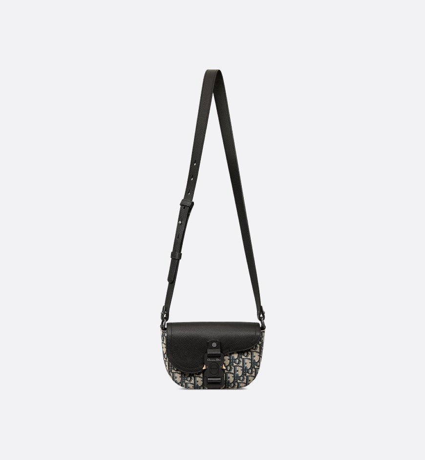 Dior Mini sac Messenger à rabat Saddle Noir et Beige