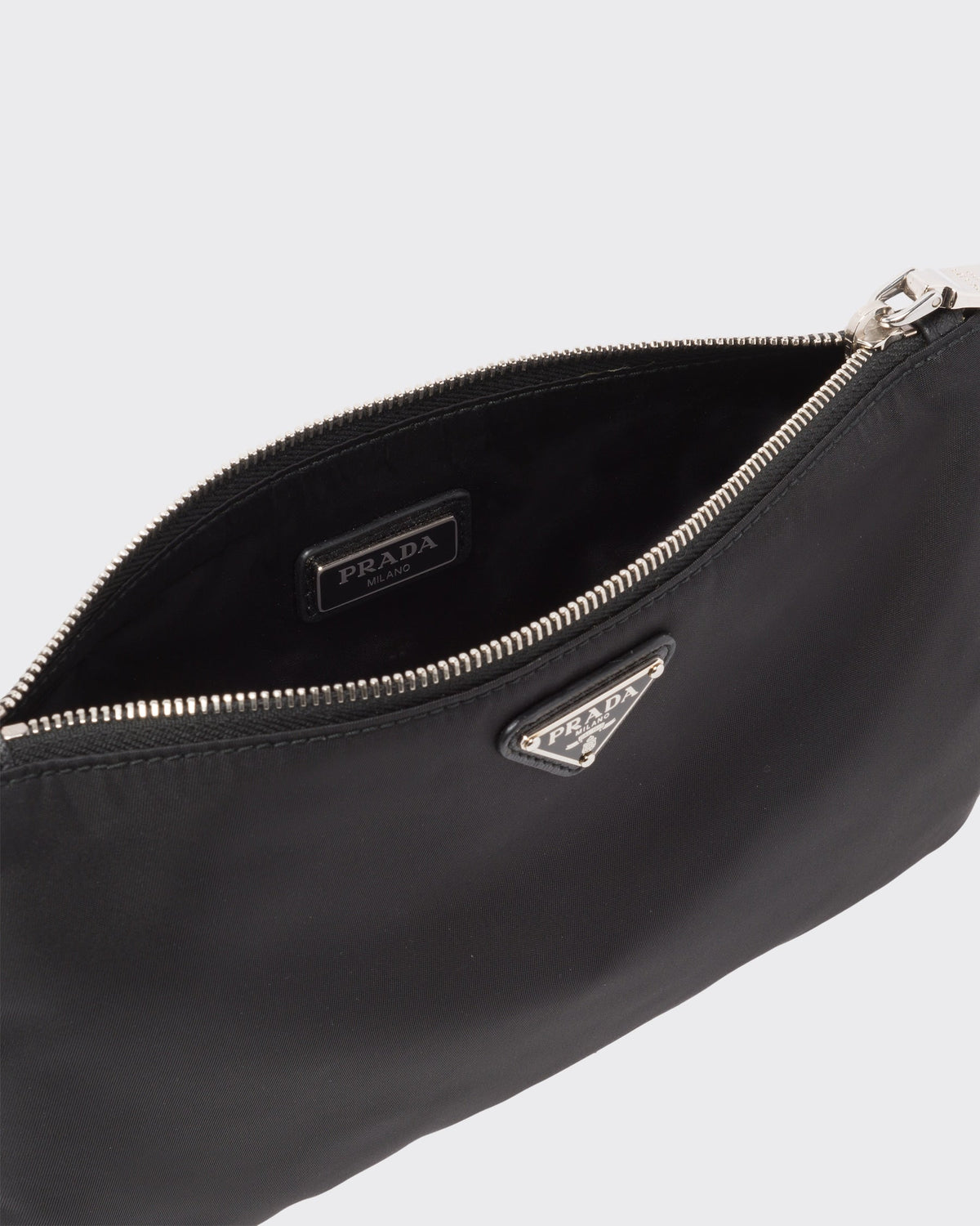 Re-Nylon and Saffiano leather pouch