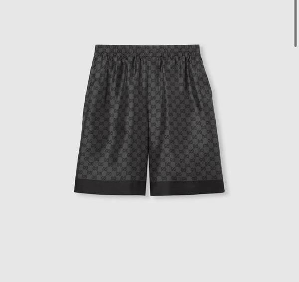 Silk twill shorts with print
