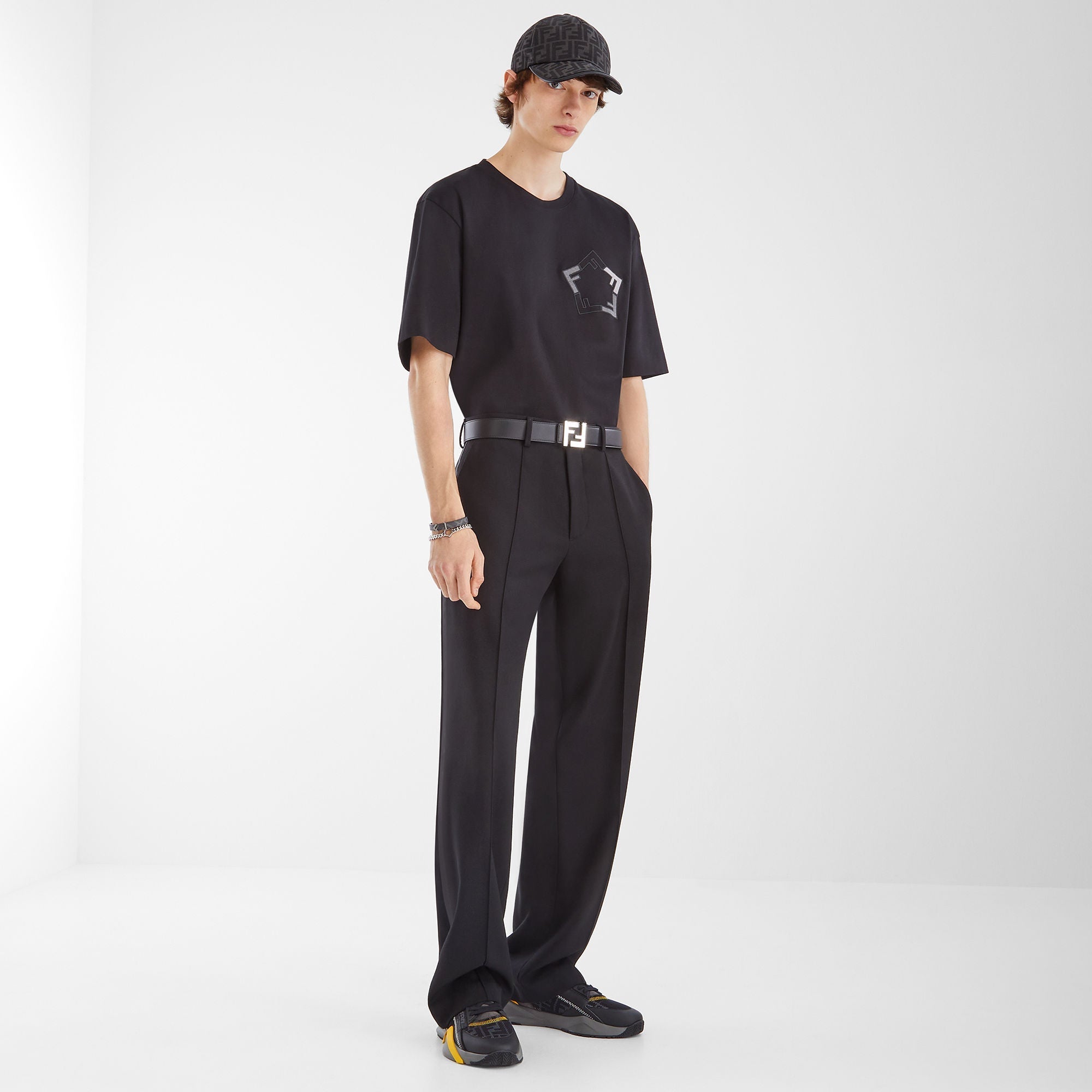 Black FF jacquard fabric baseball cap