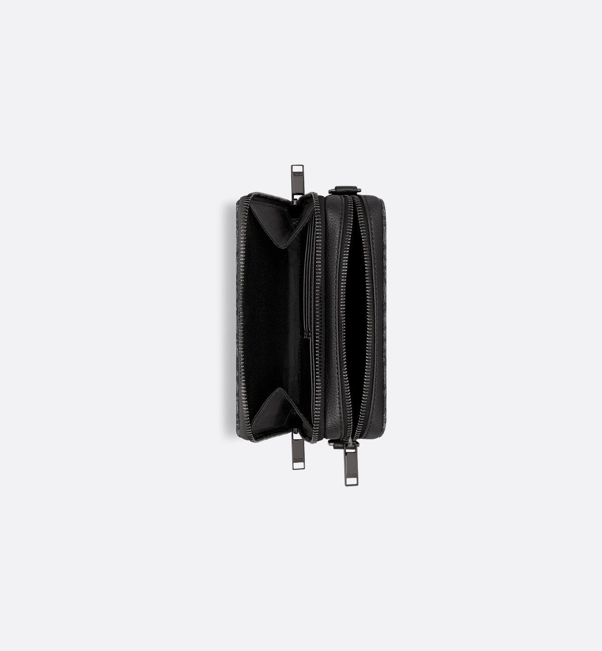 Pochette zippée à bandoulière
Toile jacquard Dior Oblique noir