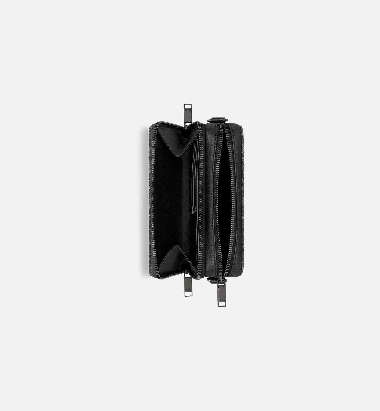 Pochette zippée à bandoulière
Toile jacquard Dior Oblique noir