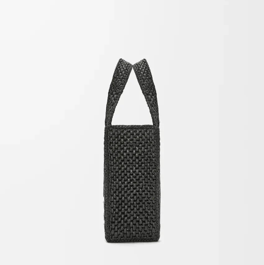 LOEWE - Small Font Tote in Black Raffia