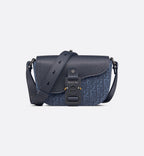 Dior Mini sac Messenger à rabat Saddle Bleu Marine