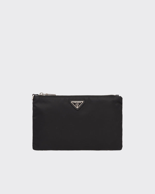 Re-Nylon and Saffiano leather pouch