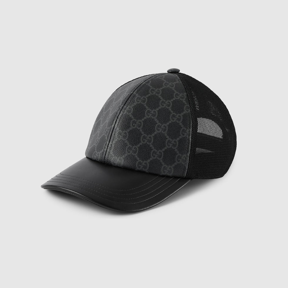 GG MONOGRAM CANVAS BASEBALL CAP Black