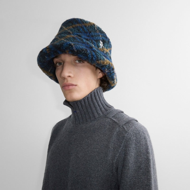 Midnight Clay Check Fleece Bucket Hat