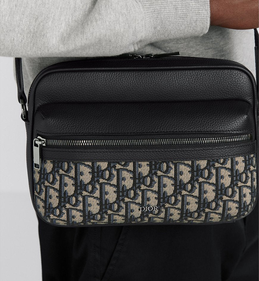 Dior Sac Messenger zippé Rider 2.0 Noir et Beige