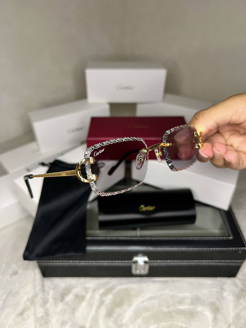 Cartier 4 Season Sunglasses with cut lenses