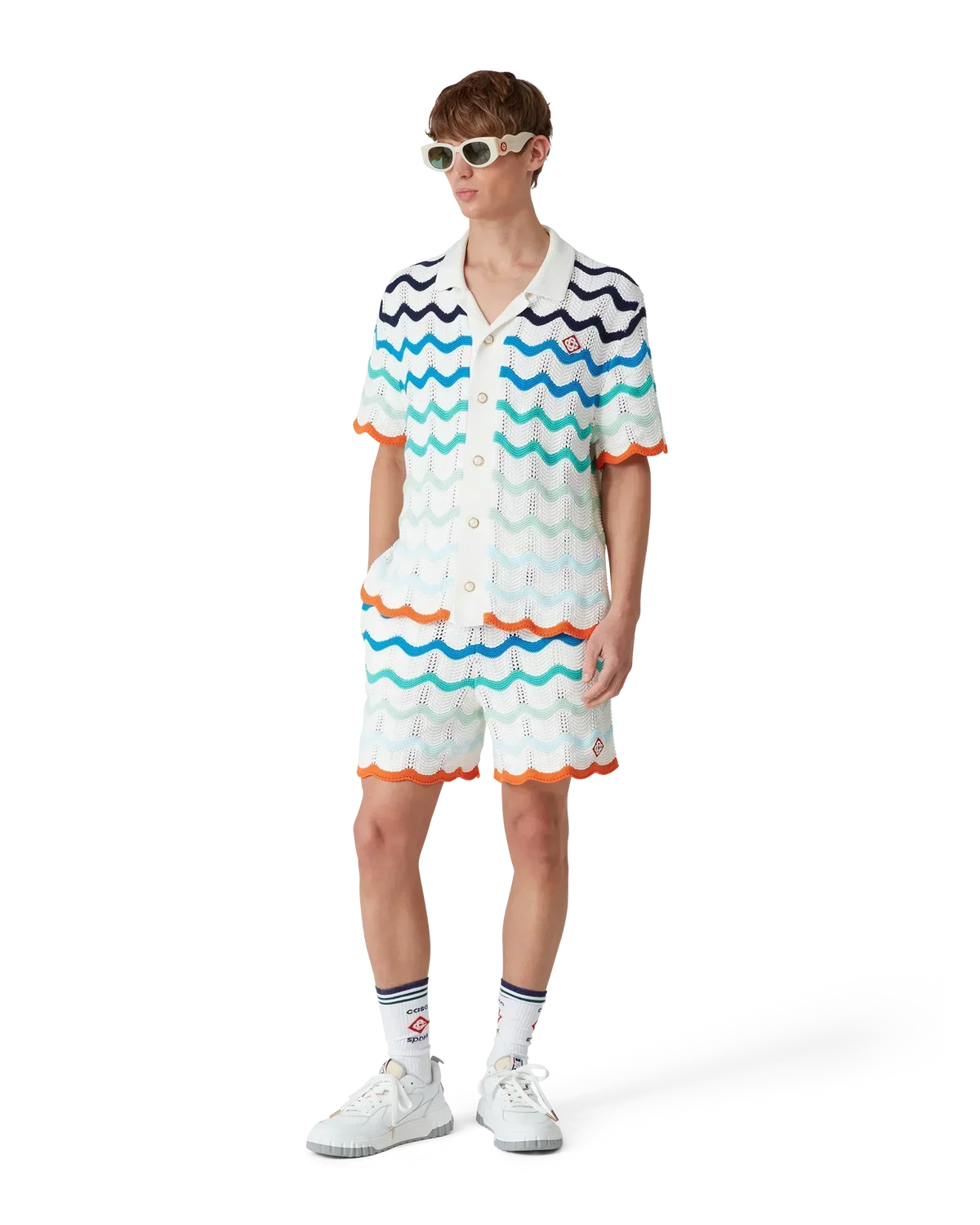 Chemisier au crochet motif vagues dégradées