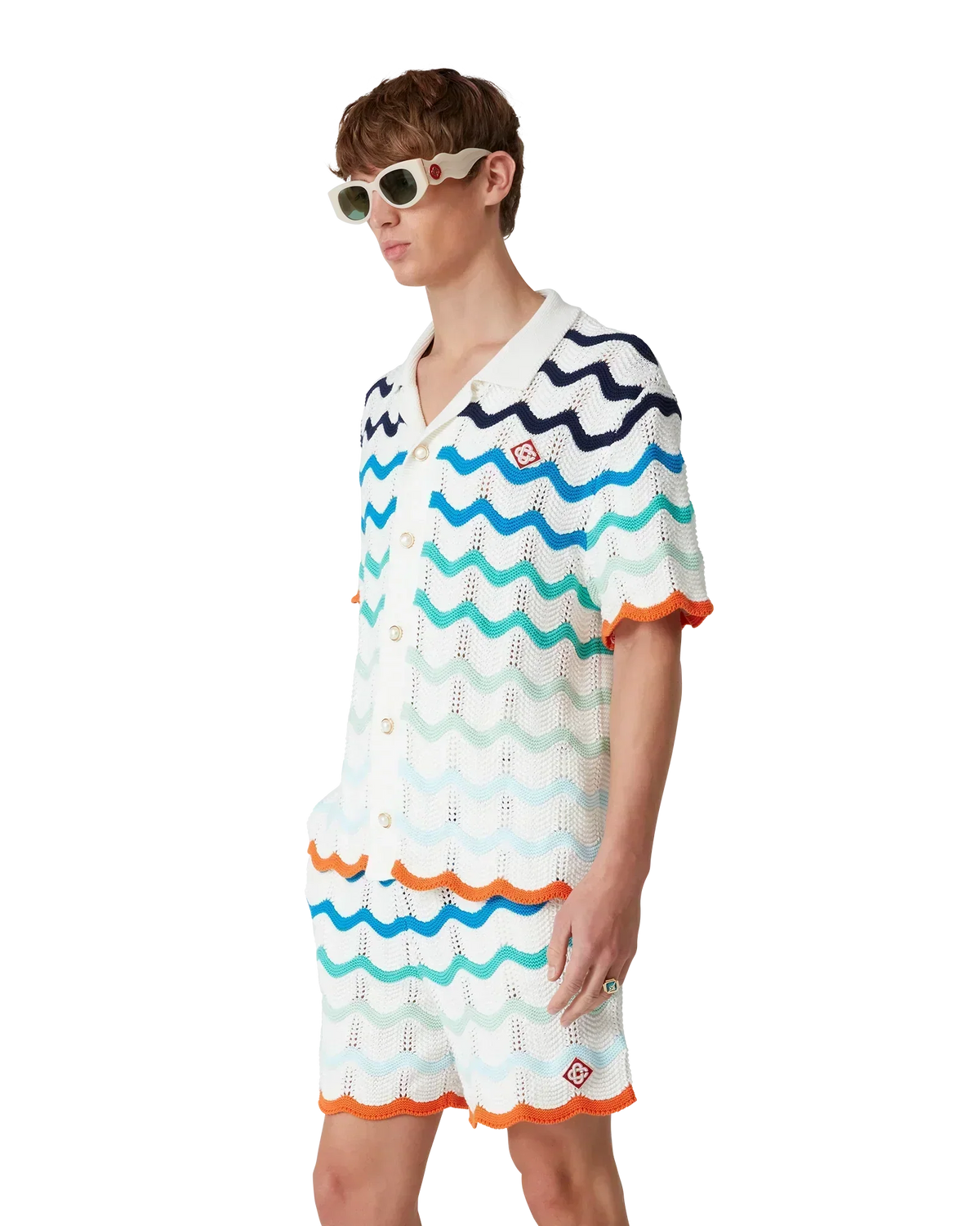 Chemisier au crochet motif vagues dégradées