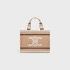 C­eli­ne - Small Cabas Thais Striped Textile Beige Noir