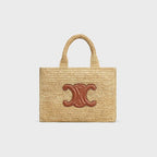 C­eli­ne - Small Cabas Thais Raffia Calfskin Top