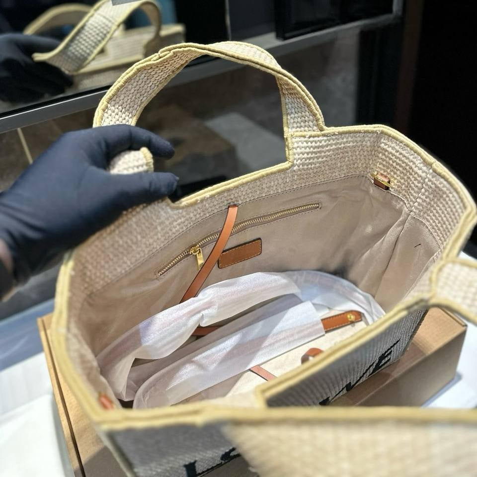 LOEWE - Raffia Font Tote Small